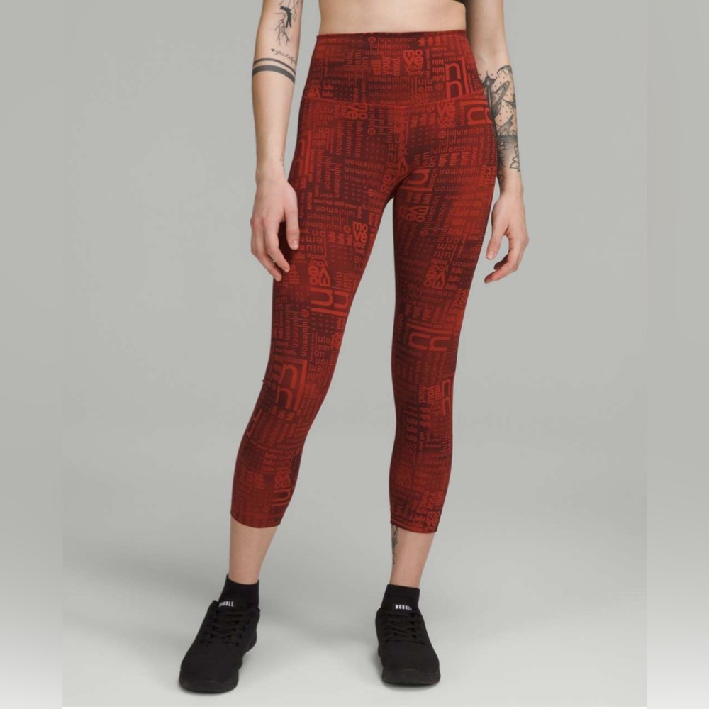 Lululemon Wunder Train High-Rise Crop 23" Lululemon Ombre Red Multi Size 6